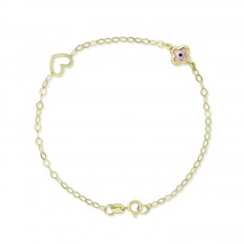 Βραχιόλι-Καρδιά Χρυσό 9 Καρατίων Με Μάτι oro2972