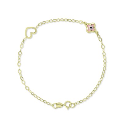 Βραχιόλι-Καρδιά Χρυσό 9 Καρατίων Με Μάτι oro2972