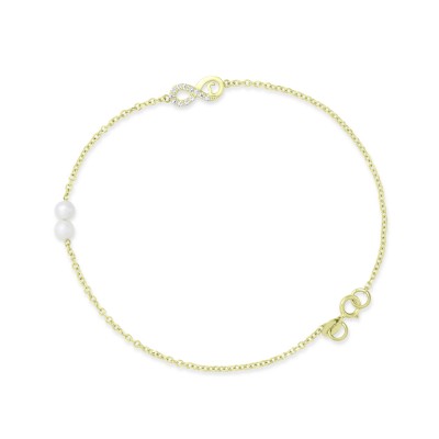 Βραχιόλι-Άπειρο Χρυσό 9 Καρατίων Με Μαργαριτάρια oro2976