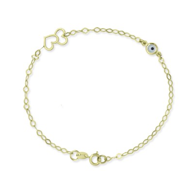 Βραχιόλι-Καρδιά Χρυσό 9 Καρατίων Με Μάτι oro2981