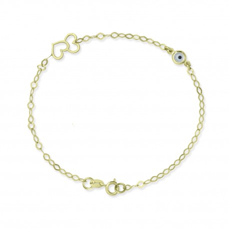 Βραχιόλι-Καρδιά Χρυσό 9 Καρατίων Με Μάτι oro2981 