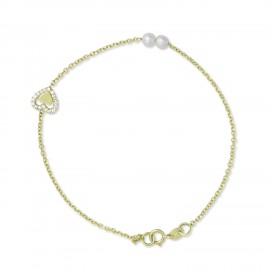 Βραχιόλι-Καρδιά Χρυσό 9 Καρατίων Με Μαργαριτάρια oro2984