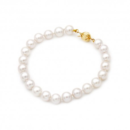 Βραχιόλι Χρυσό 14 Καράτια Με Μαργαριτάρια Fresh Water Pearl oro1544 