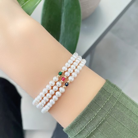 Βραχιόλι Χρυσό 14 Καράτια Με Μαργαριτάρια Fresh Water Pearl oro1540 