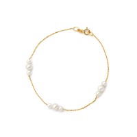 Βραχιόλι Μαργαριτάρι Fresh Water Pearl 3,5-5,5mm Χρυσό Κ14 112852
