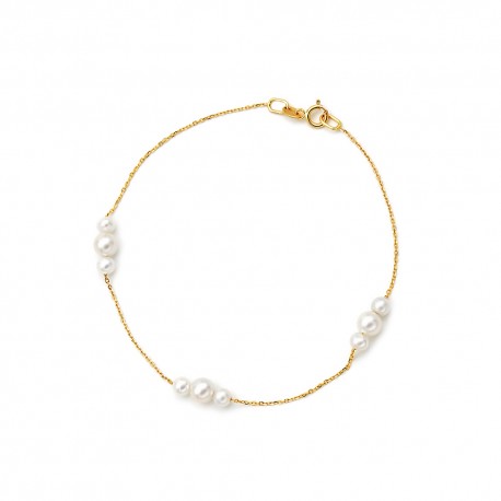 Βραχιόλι Μαργαριτάρι Fresh Water Pearl 3,5-5,5mm Χρυσό Κ14 112852 