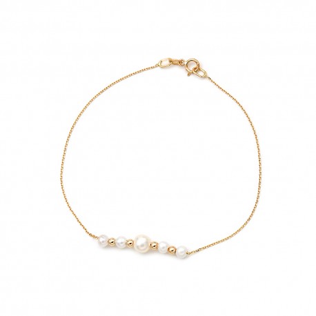 Βραχιόλι Μαργαριτάρι Fresh Water Pearl 3,5-5,5mm Χρυσό Κ14 113067 