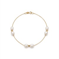 Βραχιόλι Μαργαριτάρι Fresh Water Pearl 5,0×7,0mm Χρυσό Κ14 115705