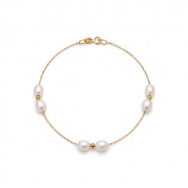 Βραχιόλι Μαργαριτάρι Fresh Water Pearl 5,0×7,0mm Χρυσό Κ14 115705