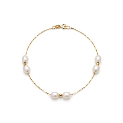 Βραχιόλι Μαργαριτάρι Fresh Water Pearl 5,0×7,0mm Χρυσό Κ14 115705