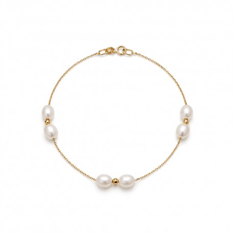 Βραχιόλι Μαργαριτάρι Fresh Water Pearl 5,0×7,0mm Χρυσό Κ14 115705 