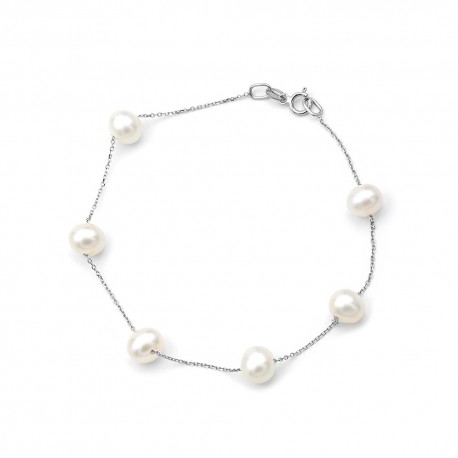 Βραχιόλι Μαργαριτάρι Fresh Water Pearl 6,0 - 6,5mm Λευκόχρυσο Κ14 115721 