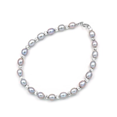 Βραχιόλι Μαργαριτάρι Fresh Water Pearl Με Λευκόχρυσο Κούμπωμα Κ14 oro3009
