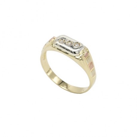 Δαχτυλίδι Ανδρικό Χρυσό 14 Καράτια Με Λευκά Ζιργκόν oro773 