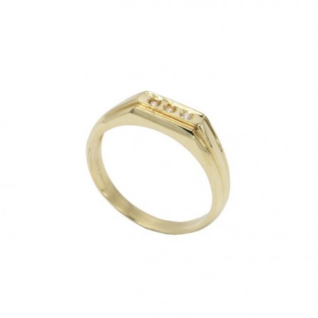 Δαχτυλίδι Ανδρικό Χρυσό 14 Καράτια Με Ζιργκόν Πέτρες oro779 